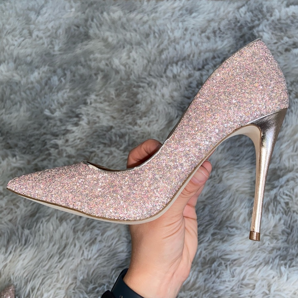 STEVE MADDEN Daisie Glitter Pump Stiletto Pointed Toe light pink heels
